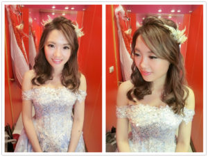 新秘RITA|新娘秘書|bride-澄沂|好媳婦髮型|側邊捲髮|公主頭|低髮髻|蕾絲長頭紗|圓眼|圓眼新娘